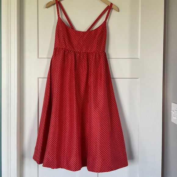J Crew Silk orange-white polka dots Babydoll Ballerina Dress - Picture 1 of 9